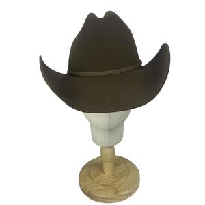 Wrangler 6XXXXXX Cowboy Hat Mens Sheepskin Leather 7 5/6 Brown Quality Vintage